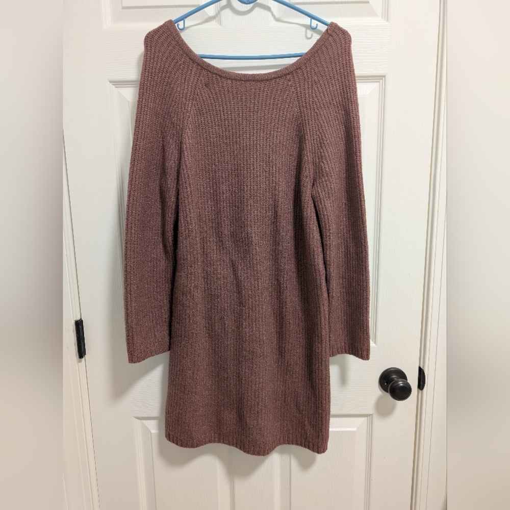 Aerie Knit Sweater Dress -Heather Burgundy Color